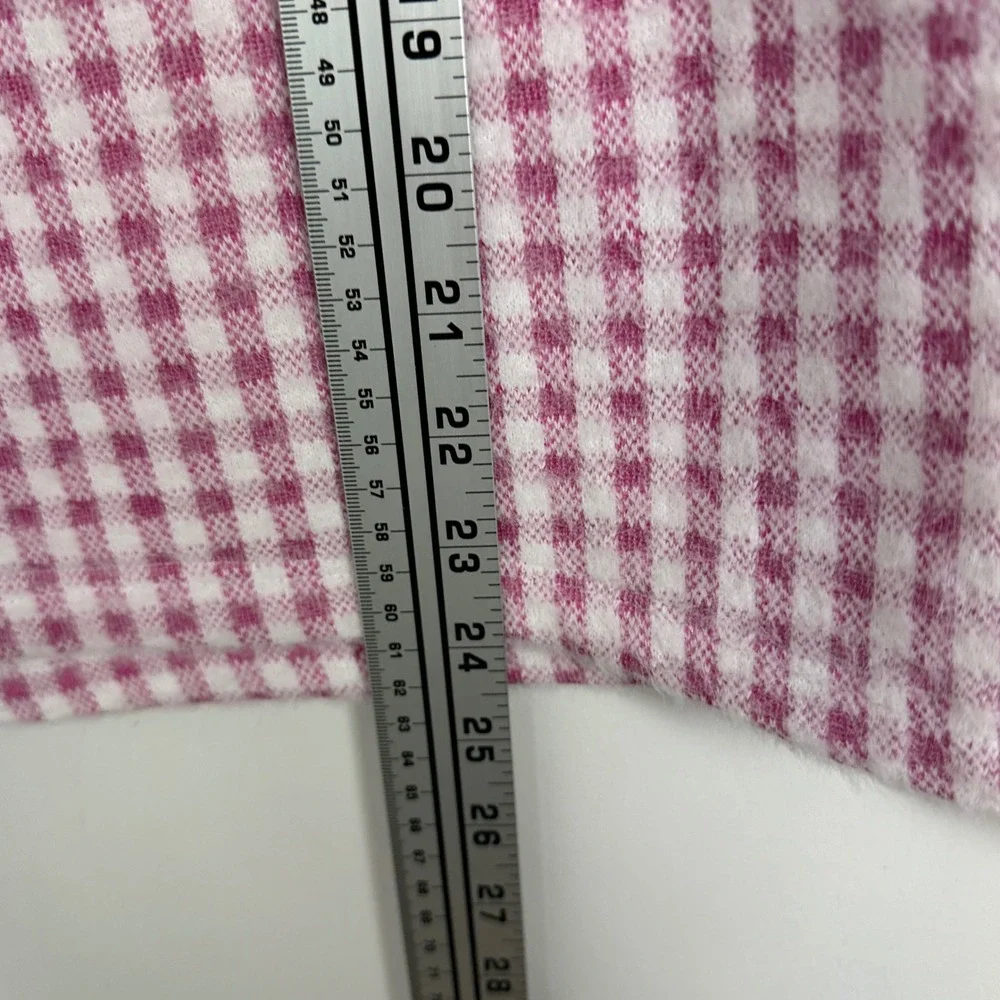 Zara Pink White Mock Neck Sweater Womens Size Small Checkered‎ Plaid Preppy Knit - Picture 15 of 16